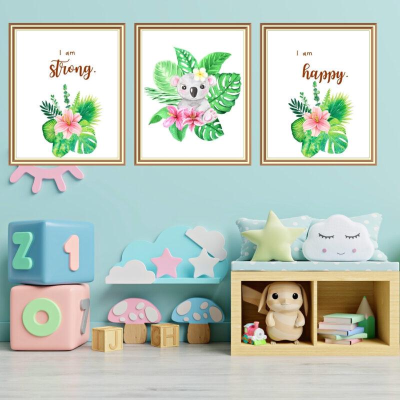 Baby koala wall décor set of 3