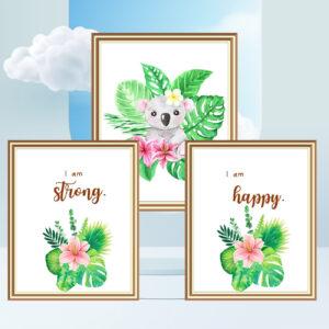 Baby koala wall décor set of three