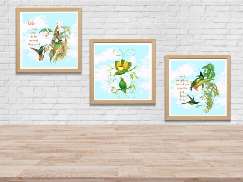 Hummingbird Wall Art set of three