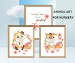 animal art for nursery set of 3
