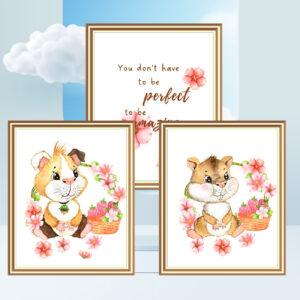 animal art for nursery set of three