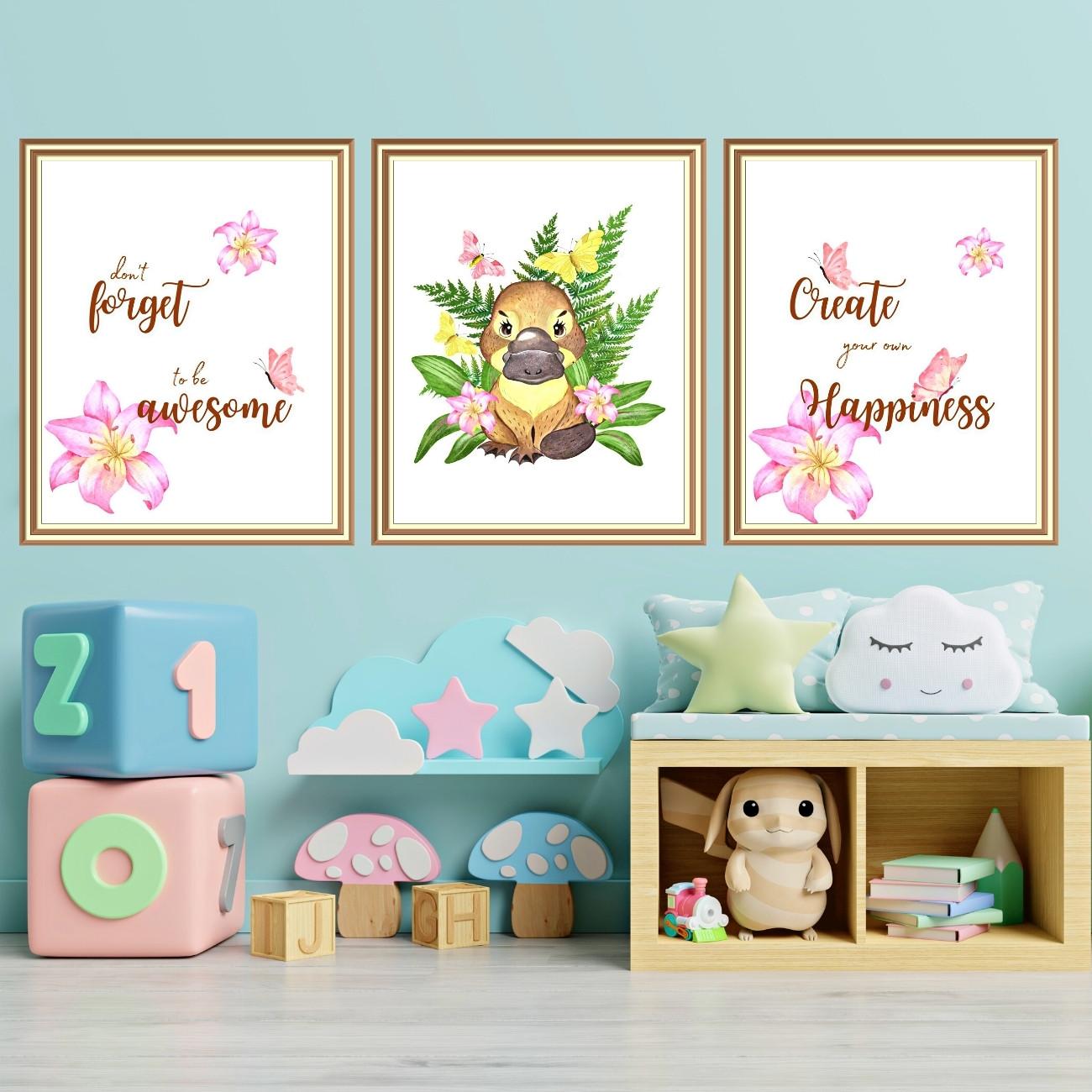 animal wall art prints for nursery set of 3