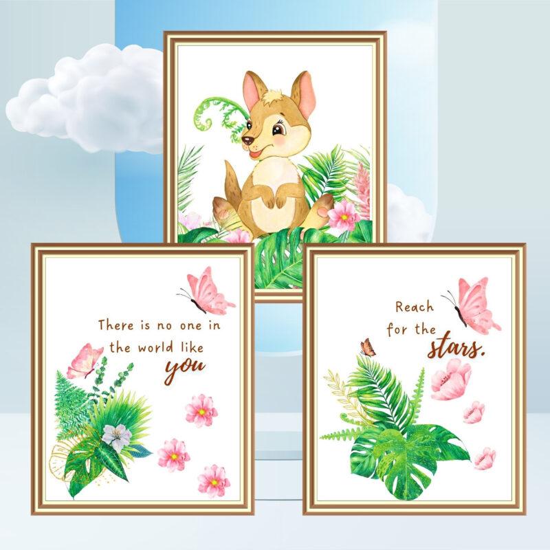 baby kangaroo wall art set of three