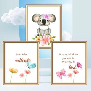 baby koala wall art set of three