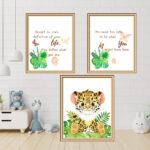 baby leopard wall art set of 3