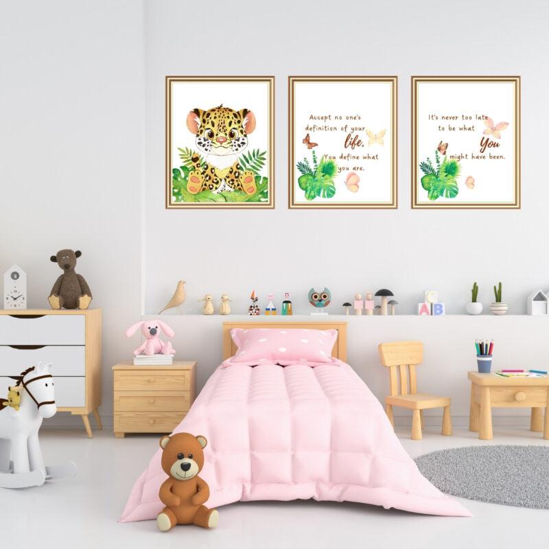 baby leopard wall art set of three