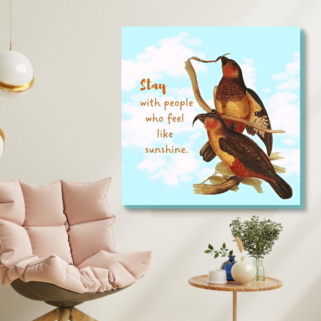 bird art décor with quotes wall art