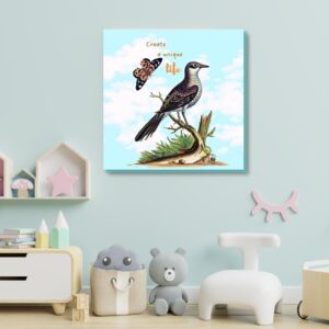 quote wall décor with a bird