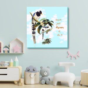 motivational quote wall art with wild bird