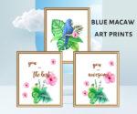 blue macaw art prints