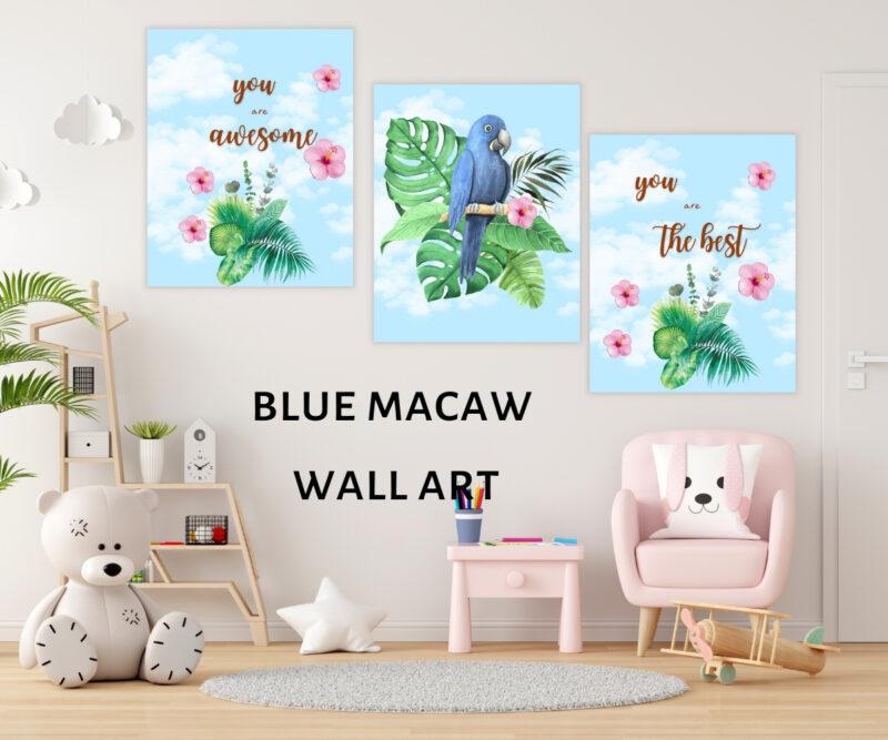 blue macaw wall art