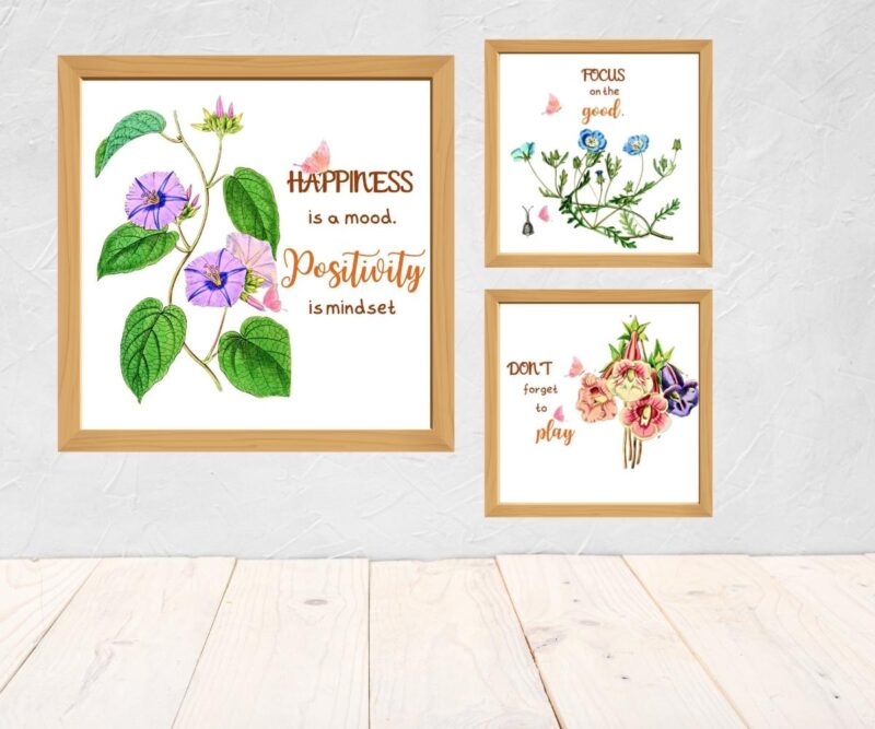 botanical art décor set of 3