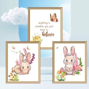 bunny art prints set