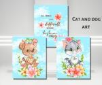 cat and dog art set