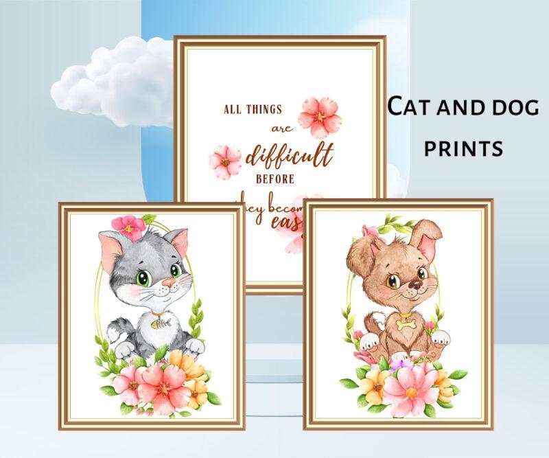 cat and dog print set