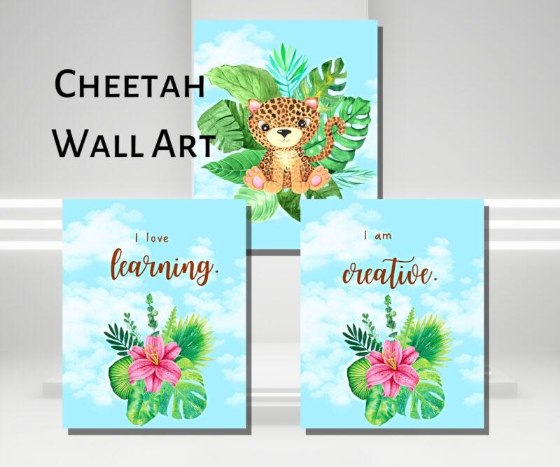 cheetah wall art set of 3