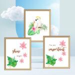 cockatoo wall art set of three