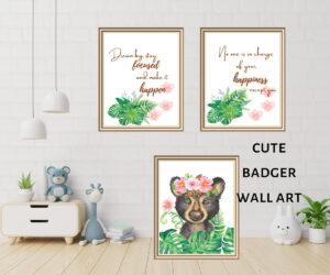 cute badger wall art