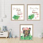 cute badger wall art set of 3