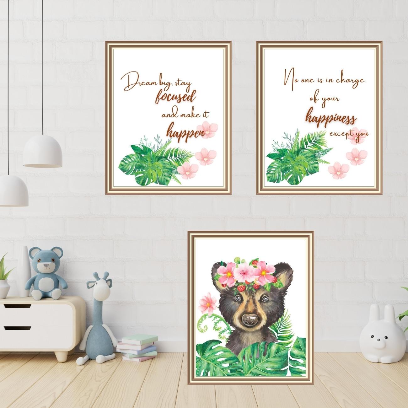 cute badger wall art set of 3 cute badger wall art set of 3