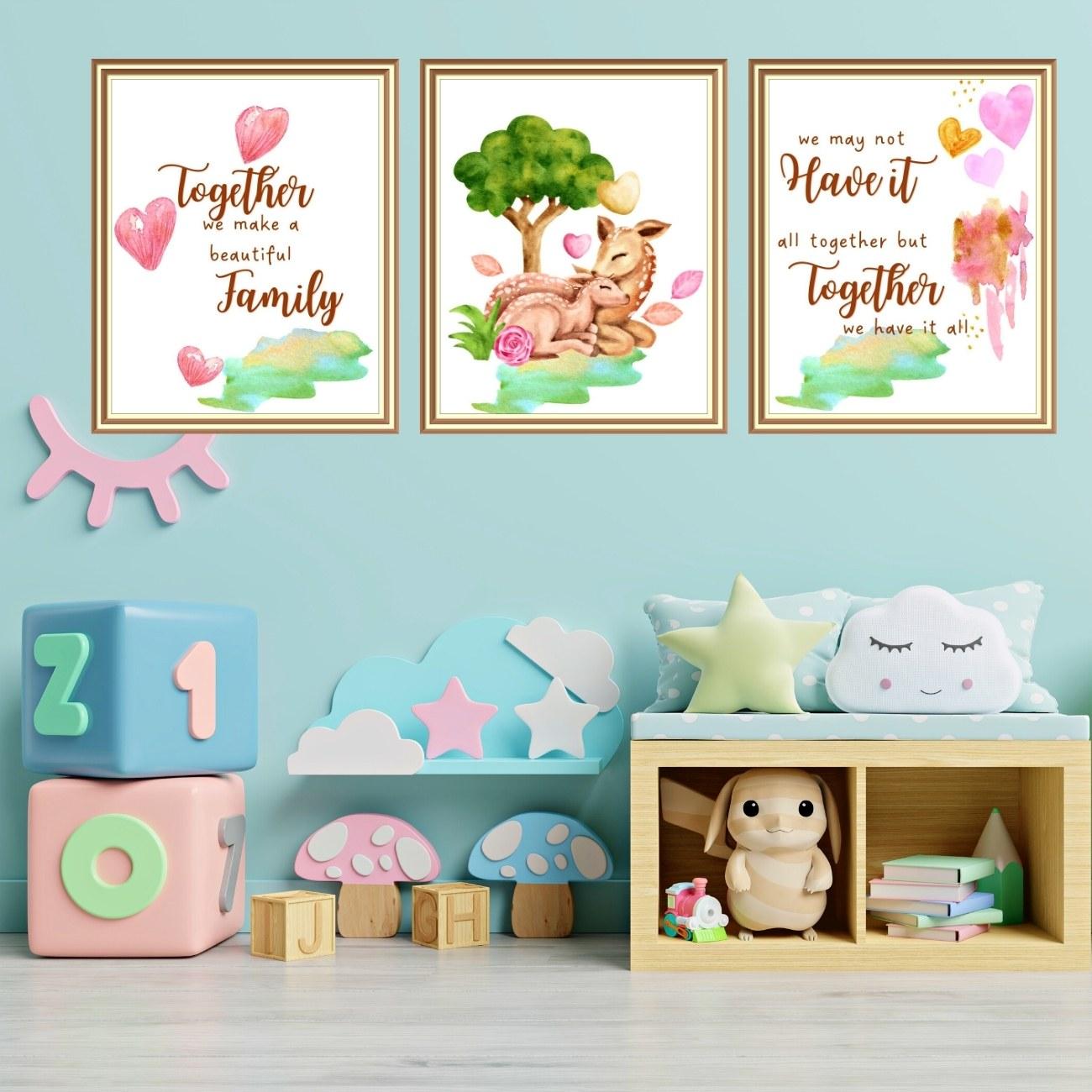 deer wall art for nursery set of 3 deer wall art for nursery set of 3