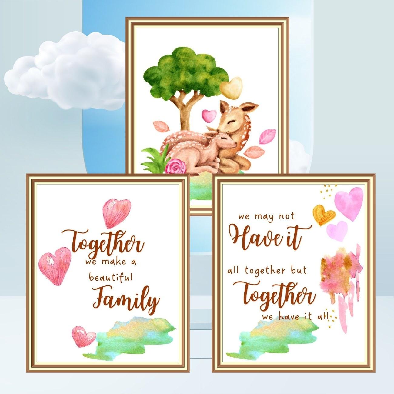 deer wall art for nursery set of three deer wall art for nursery set of three