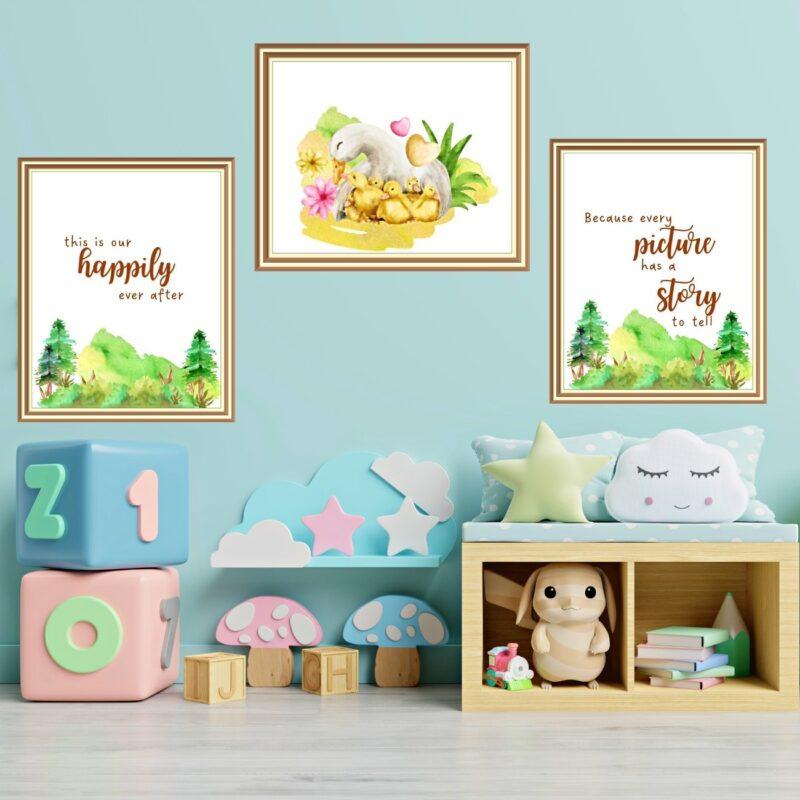 duck wall décor for nursery set of 3