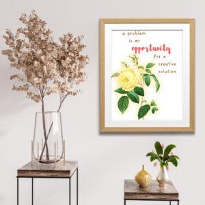 floral wall art; motivational quote art