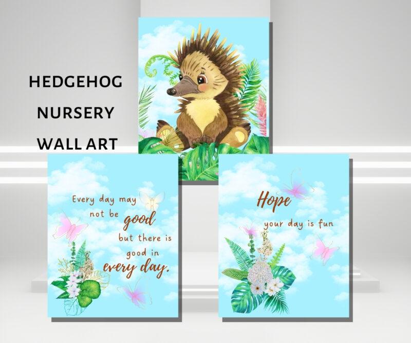 hedgehog nursery wall art