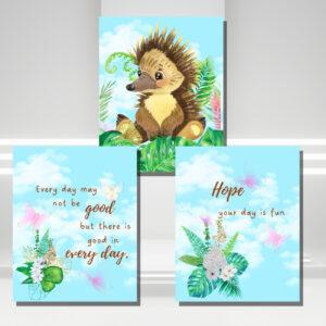 printable hedgehog wall art set