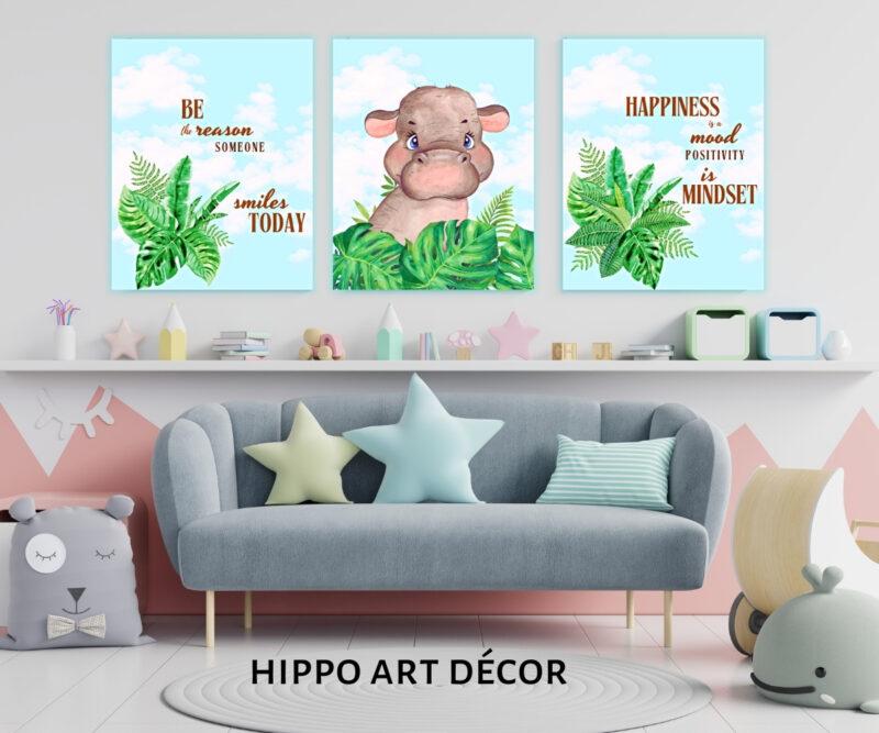 hippo art décor set