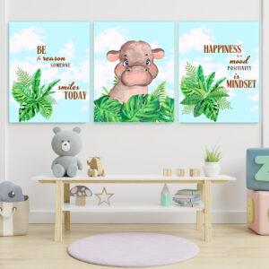 hippo wall art set