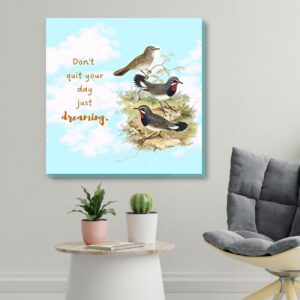 motivational quote wall décor with wild birds 