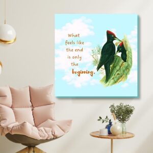 motivational quote décor with birds 