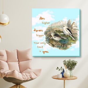 motivational quote wall décor with a bird