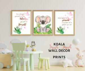 koala wall décor prints set