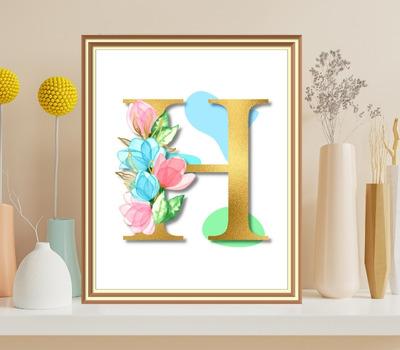 letter h décor prints