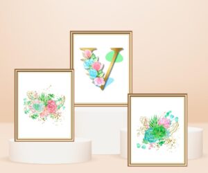 letter v décor set of 3