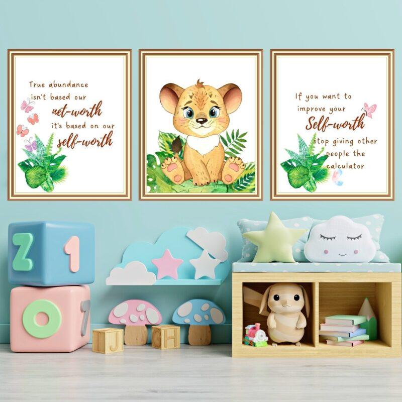 lion cub wall art set of 3