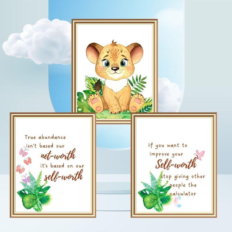 lion cub wall art set of three