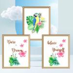 macaw wall décor set of three