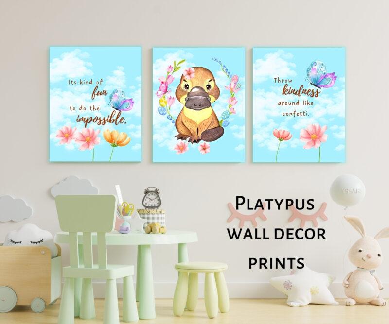 platypus wall décor prints set