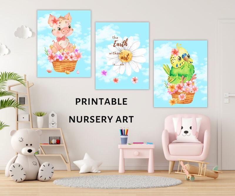 printable nursery art set of 3