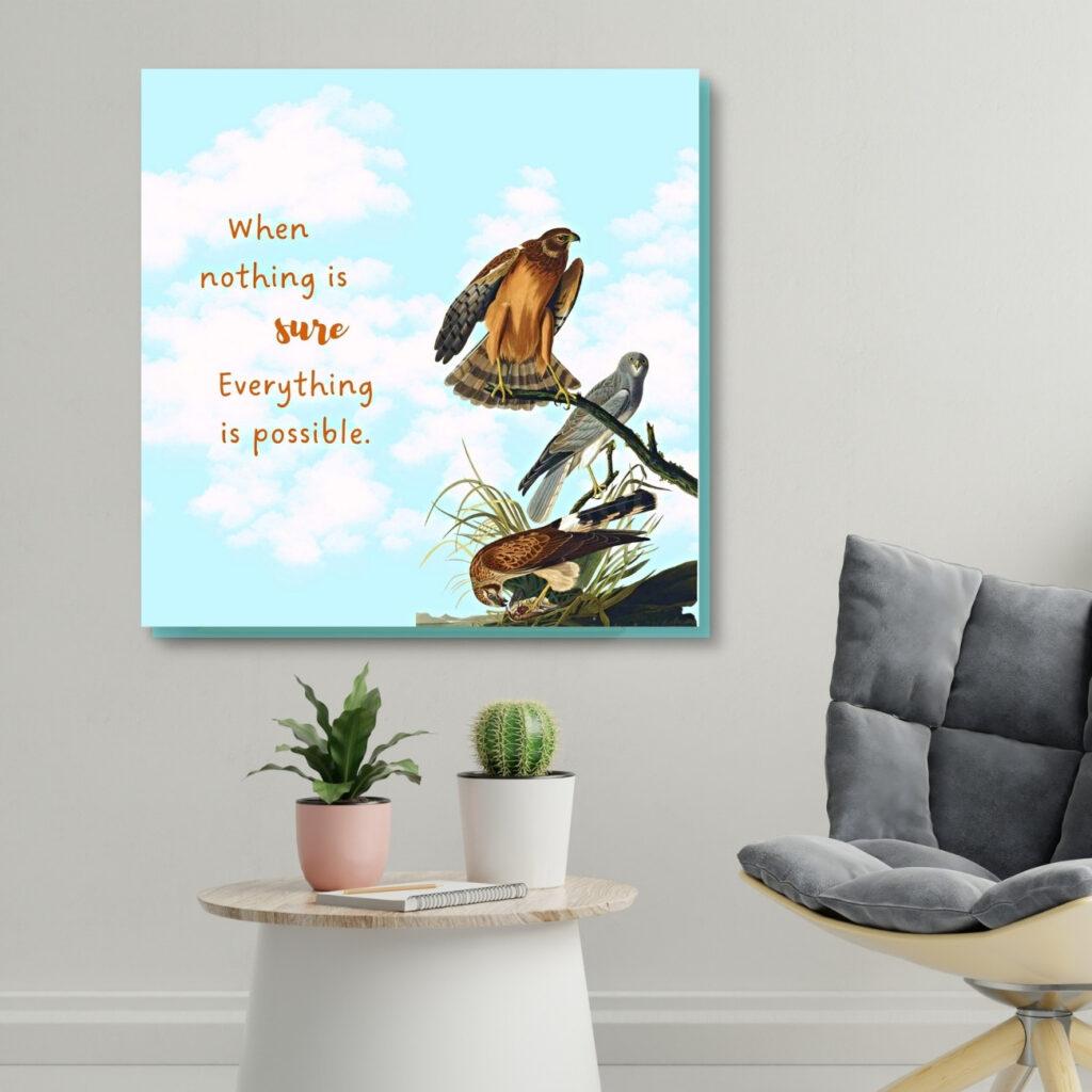 quote wall art with birds