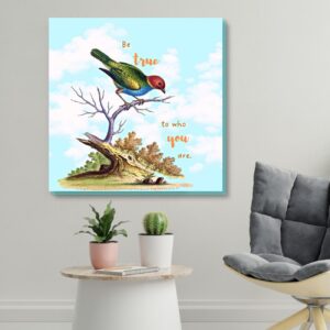 quote wall décor with wild birds