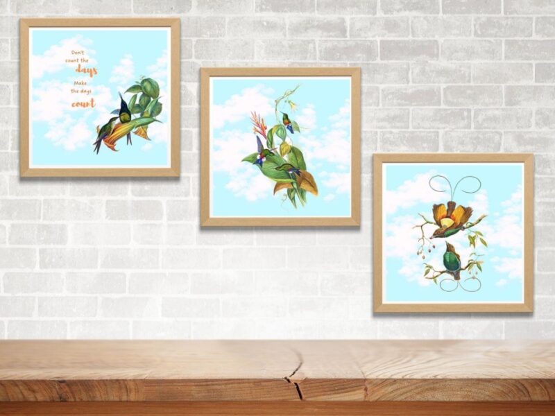 quotes with wild birds set of 3