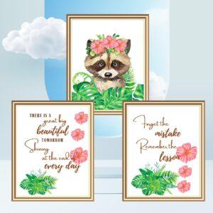 raccoon art prints set of three