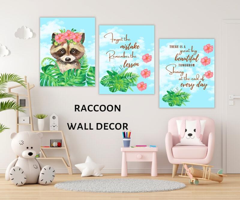 raccoon wall décor set of 3