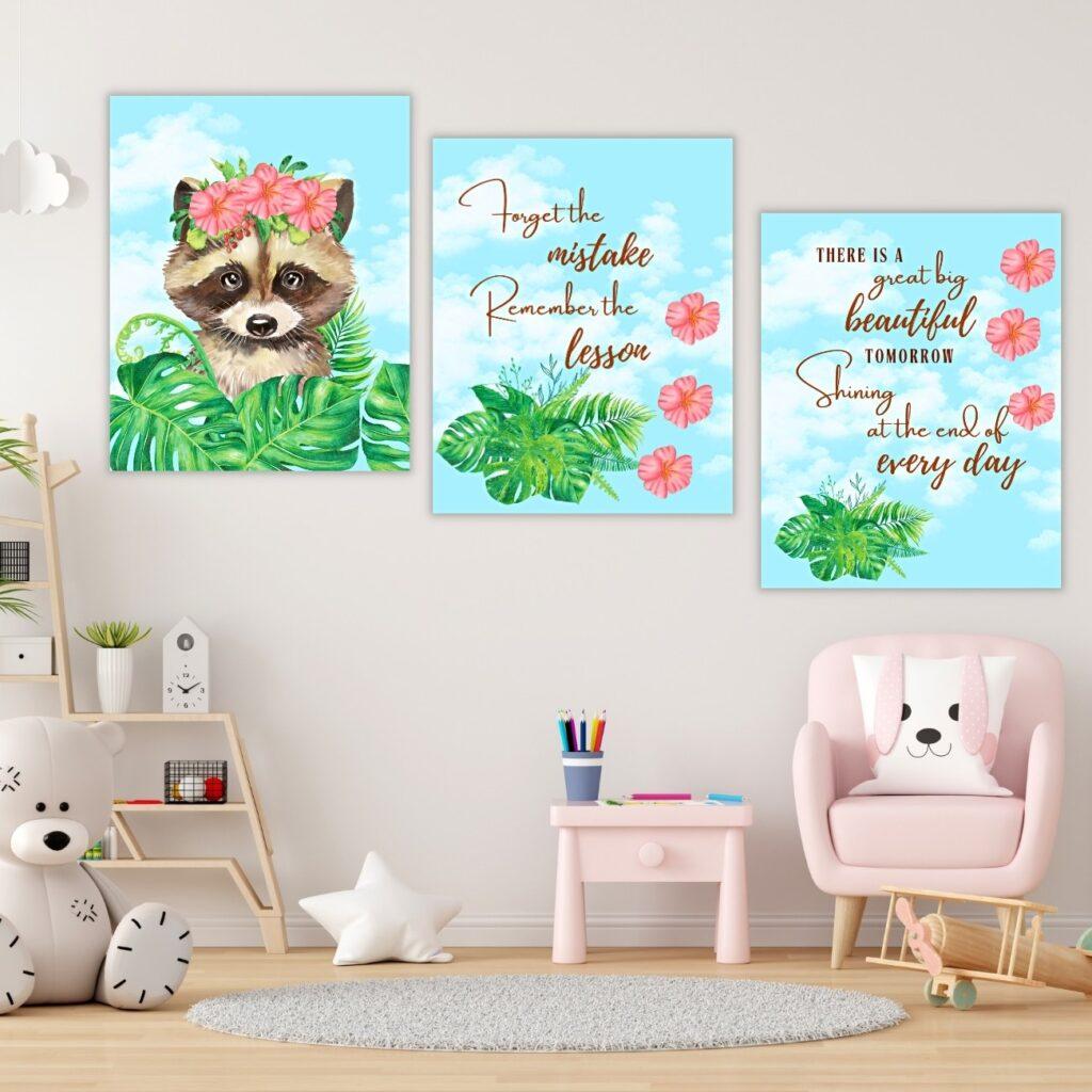 raccoon wall décor set of three