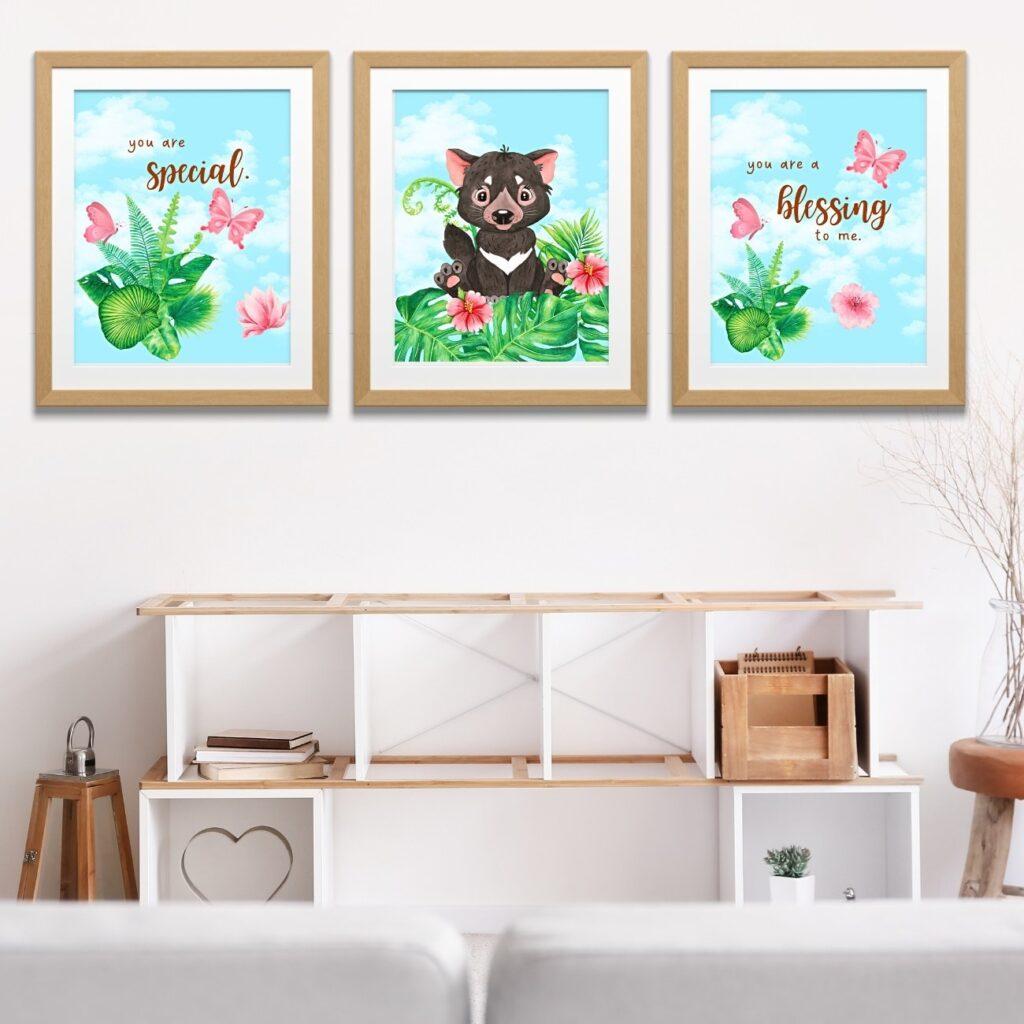 Tasmanian devil art prints set of 3